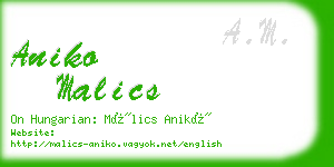 aniko malics business card
